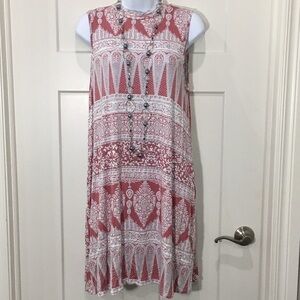 𝅺francesca’s Collection Alya Sleeveless Dress pink white size large